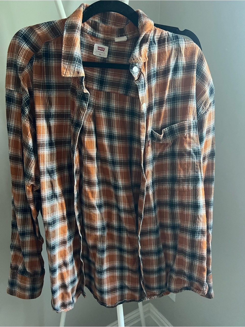 Levi's Orange and Black Plaid Button-Down Shirt